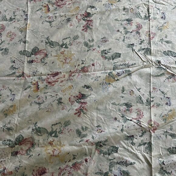 Vintage Ralph Lauren Francesca Queen Flat Sheet Set of 2 Ruffle Sham Tan Floral - Picture 8 of 16